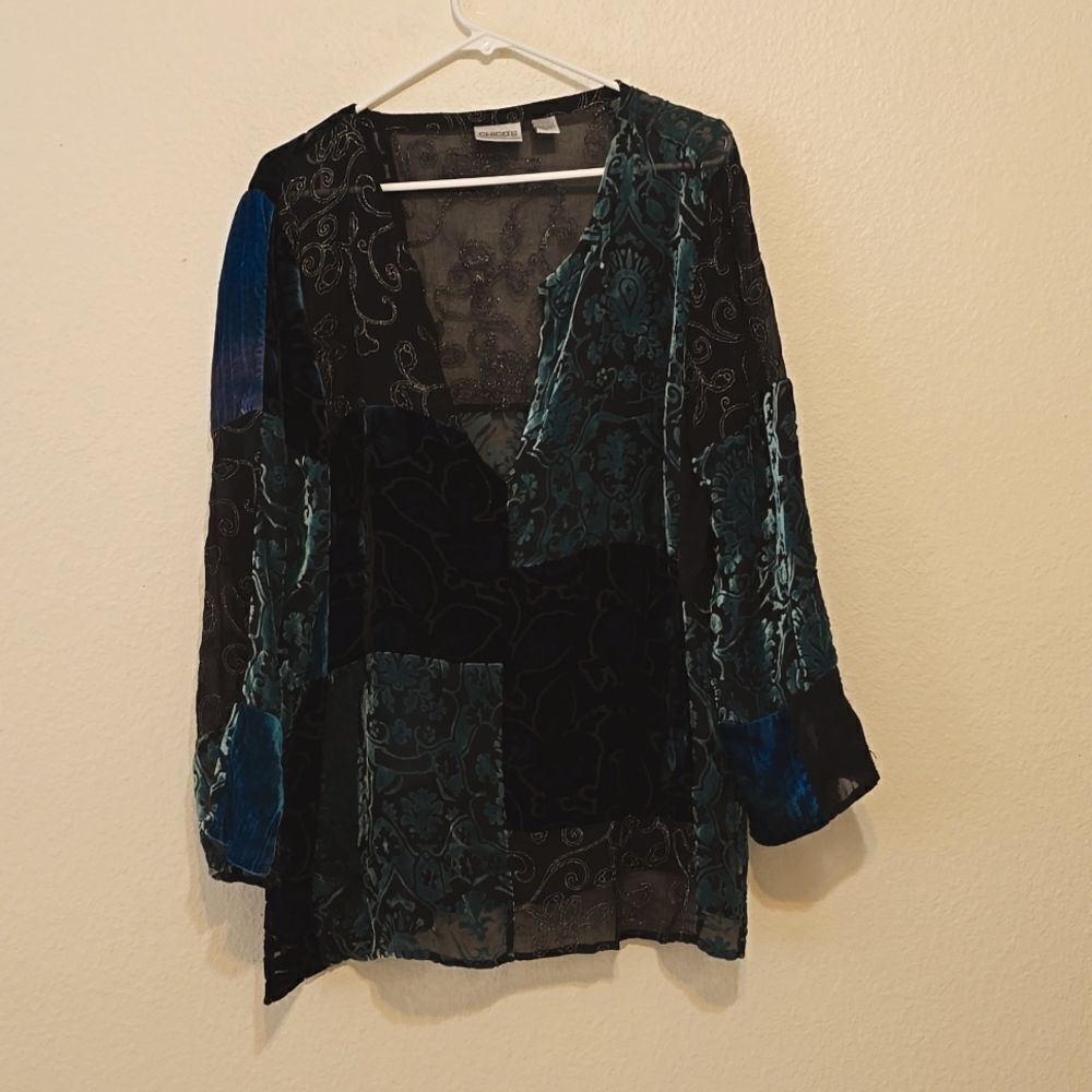 CHICO'S RAYON/SILK BLEN TOP SIZE 2 (M)